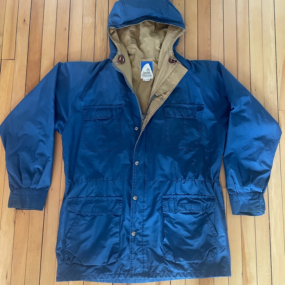 90’s Men's Hooded Field Parka in Blue with Tan Lining